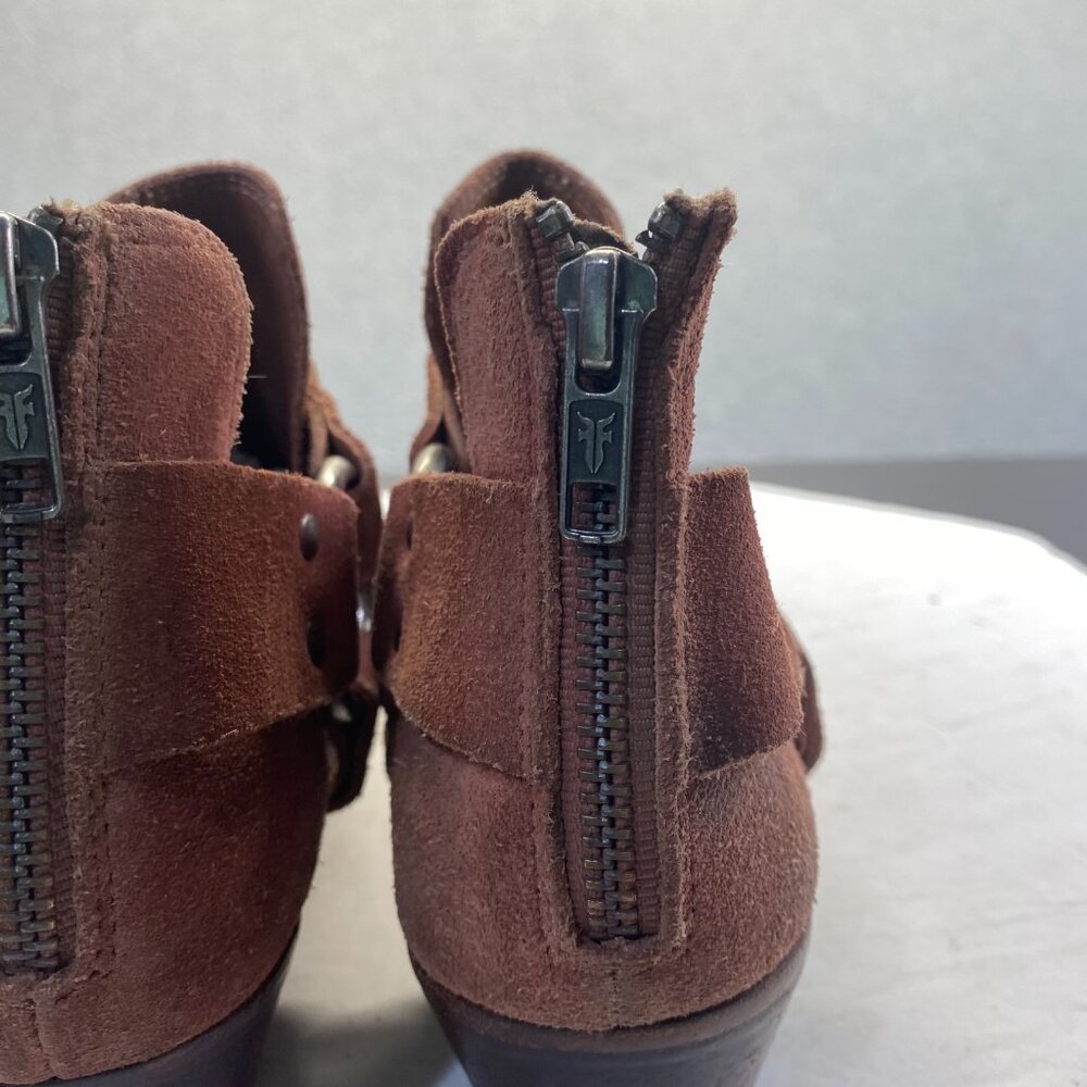 Frye Rusty Brown Women's Ray Harness Back Zip Ankle Boot US Size 8M Booties - Picture 10 of 13